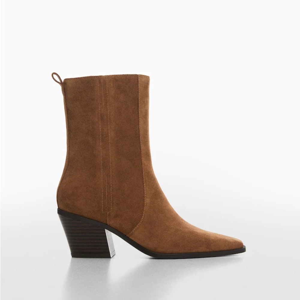 Mango Heel Suede Ankle Boots- Size 7.5/38